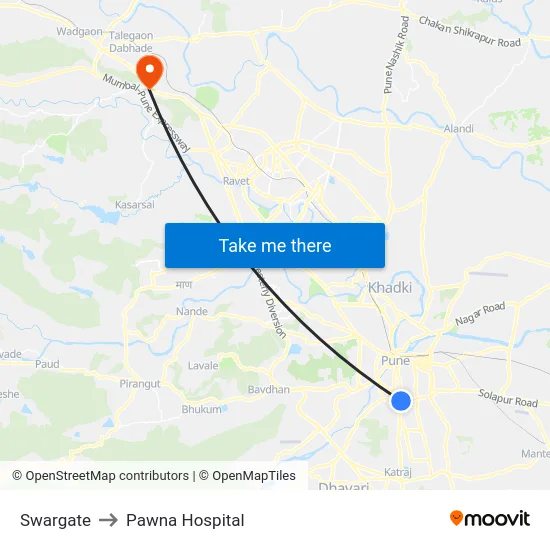 Swargate to Pawna Hospital map