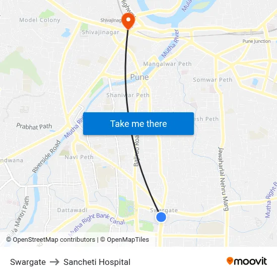 Swargate to Sancheti Hospital map