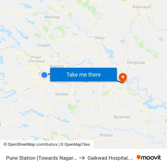 Pune Station (Towards Nagar Road) to Gaikwad Hospital, Pune map