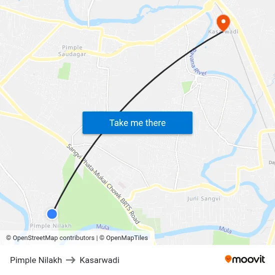 Pimple Nilakh to Kasarwadi map