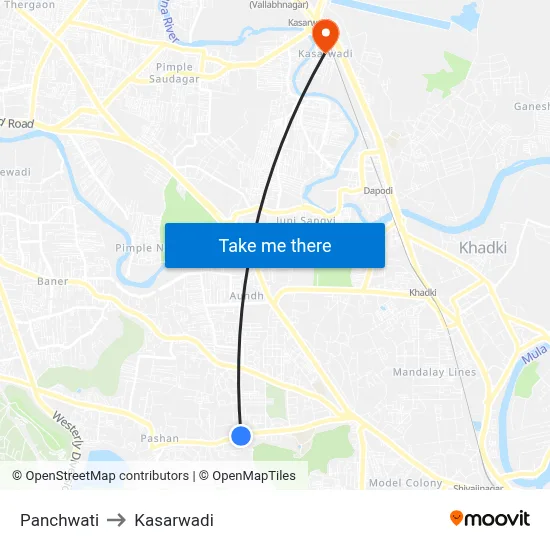 Panchwati to Kasarwadi map