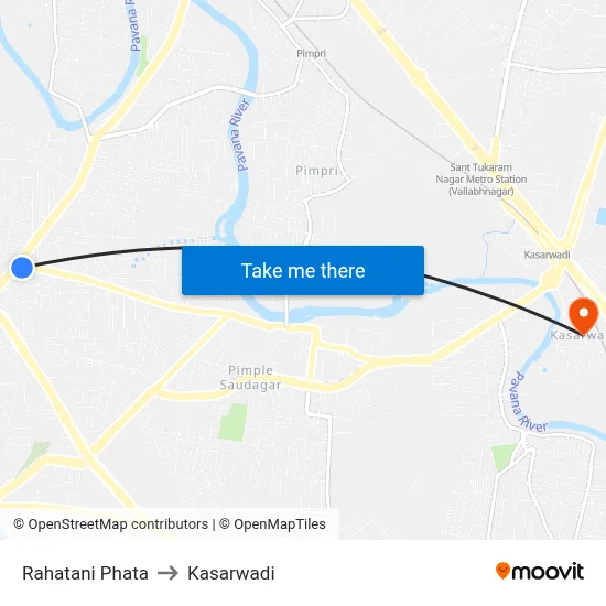 Rahatani Phata to Kasarwadi map