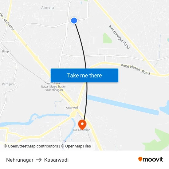 Nehrunagar to Kasarwadi map