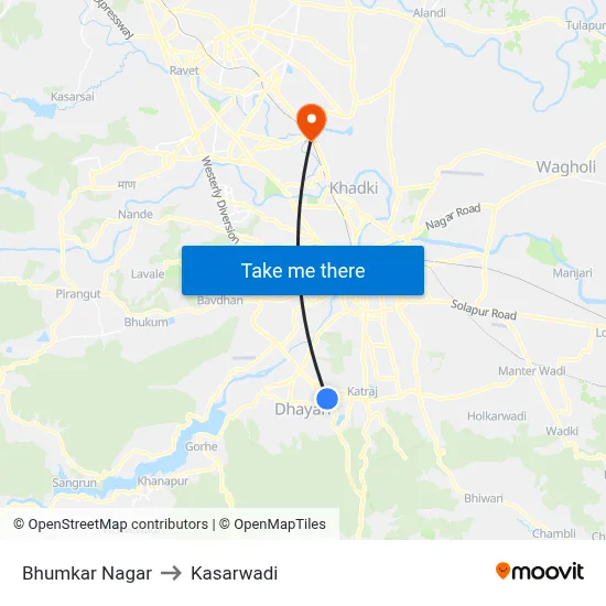 Bhumkar Nagar to Kasarwadi map