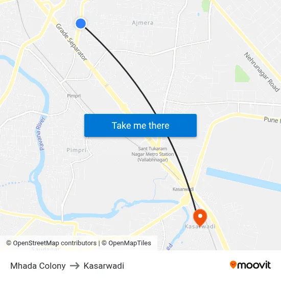 Mhada Colony to Kasarwadi map