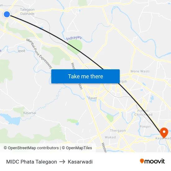 MIDC Phata Talegaon to Kasarwadi map