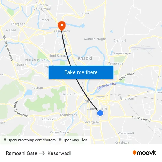 Ramoshi Gate to Kasarwadi map