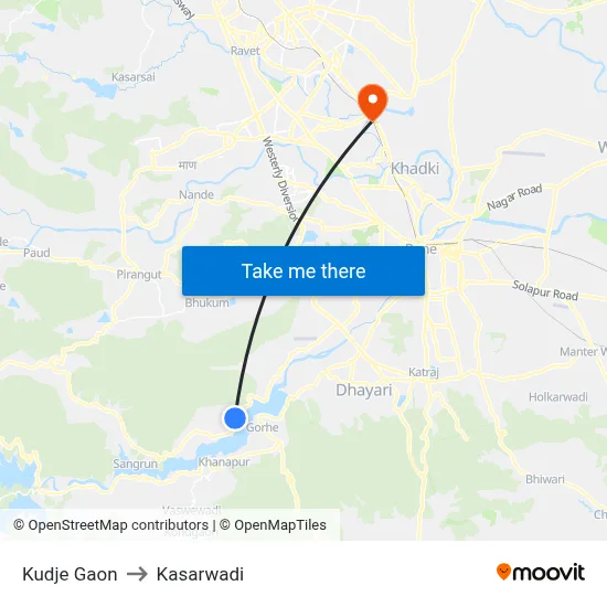 Kudje Gaon to Kasarwadi map