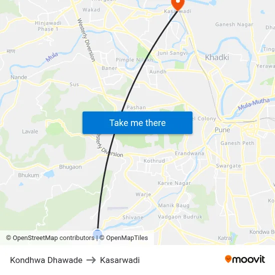 Kondhwa Dhawade to Kasarwadi map
