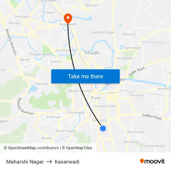 Maharshi Nagar to Kasarwadi map