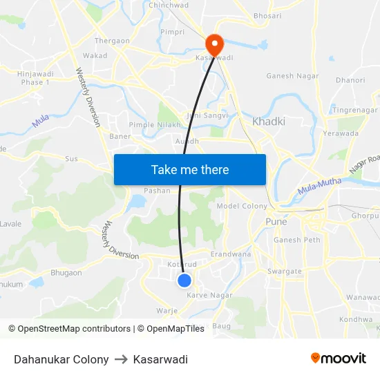 Dahanukar Colony to Kasarwadi map
