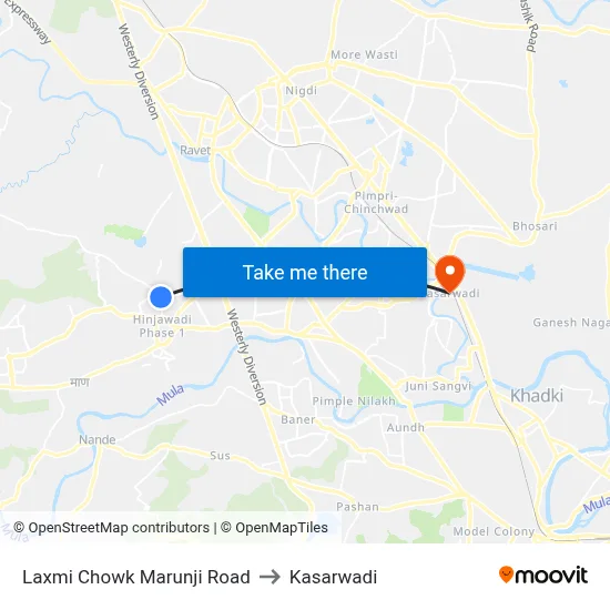 Laxmi Chowk Marunji Road to Kasarwadi map