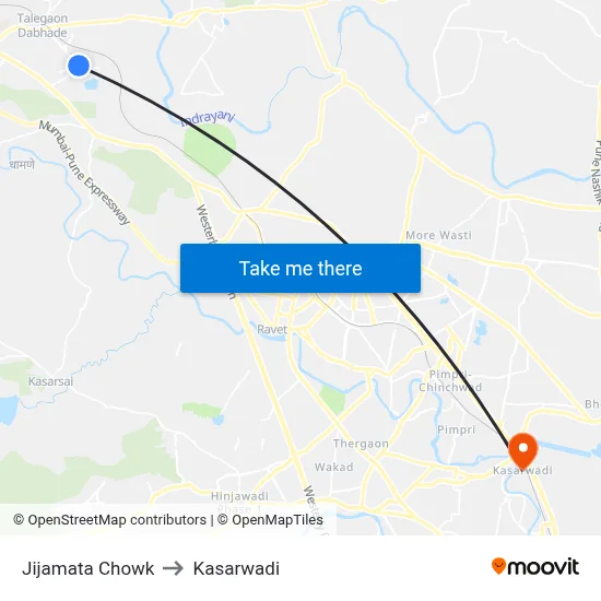Jijamata Chowk to Kasarwadi map