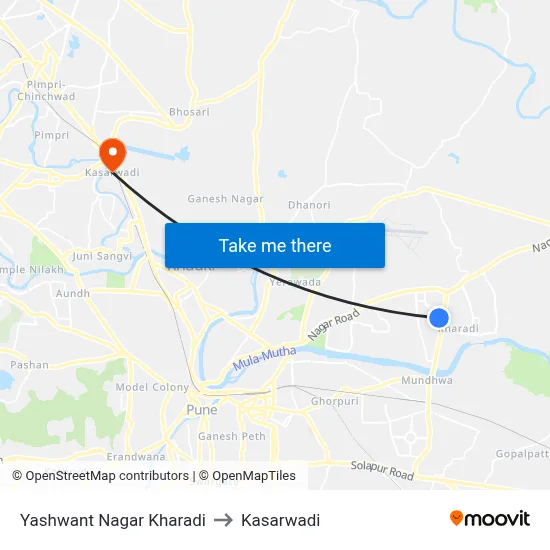 Yashwant Nagar Kharadi to Kasarwadi map