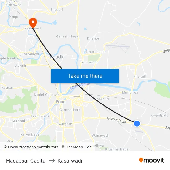 Hadapsar Gadital to Kasarwadi map