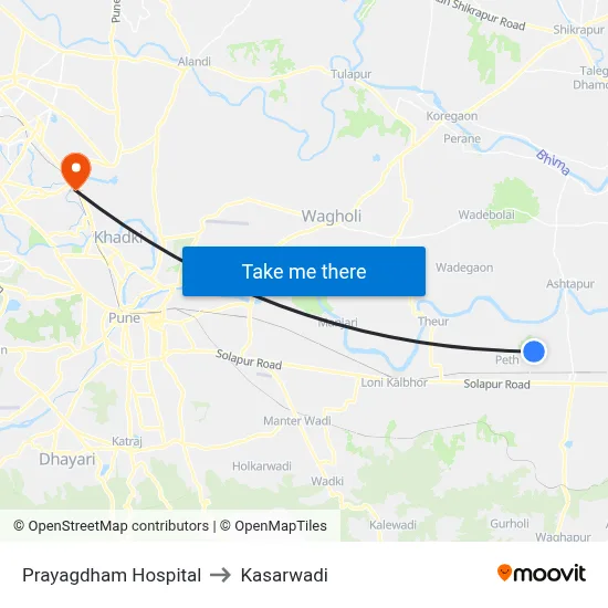 Prayagdham Hospital to Kasarwadi map