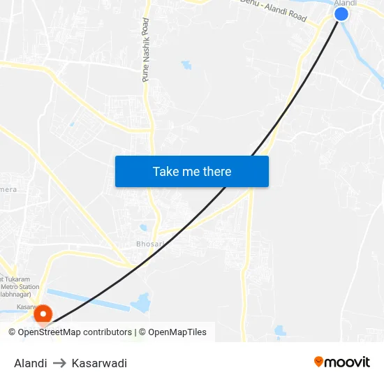 Alandi to Kasarwadi map