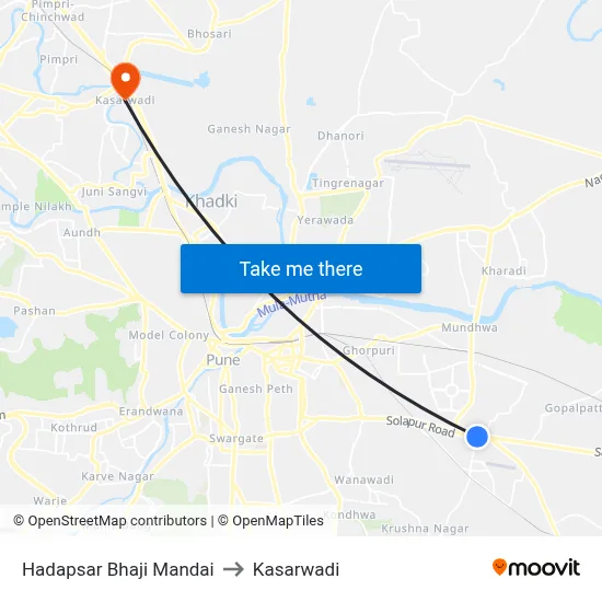 Hadapsar Bhaji Mandai to Kasarwadi map