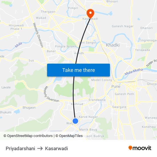 Priyadarshani to Kasarwadi map