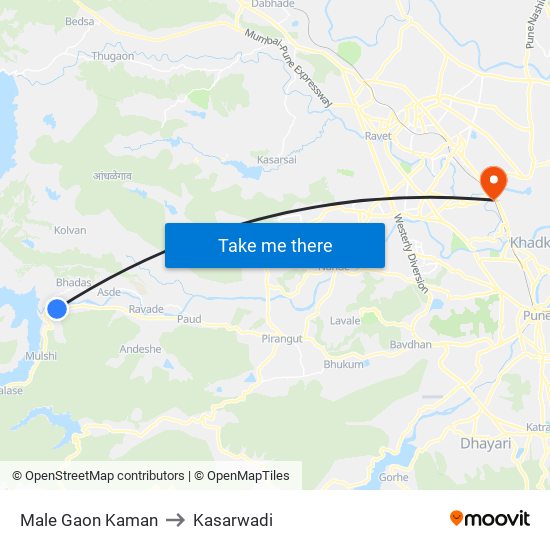 Male Gaon Kaman to Kasarwadi map