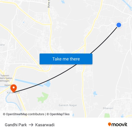 Gandhi Park to Kasarwadi map