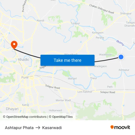 Ashtapur Phata to Kasarwadi map