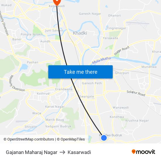 Gajanan Maharaj Nagar to Kasarwadi map