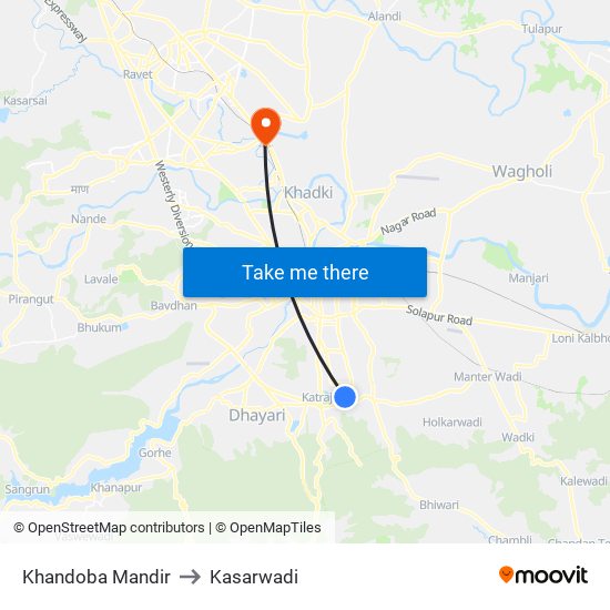 Khandoba Mandir to Kasarwadi map