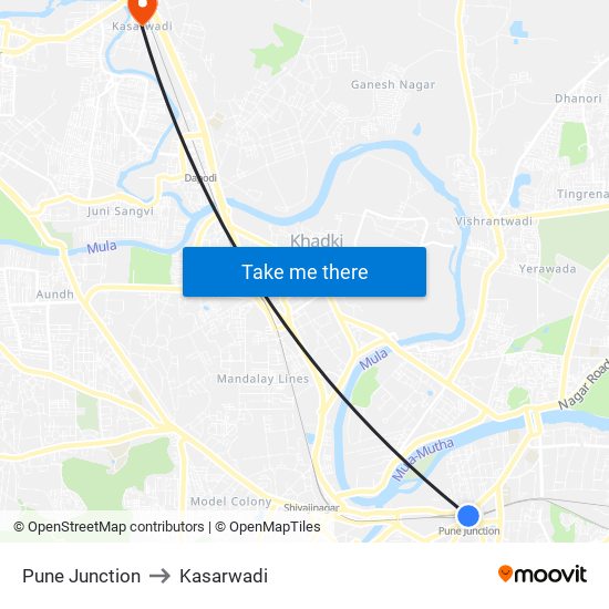 Pune Junction to Kasarwadi map