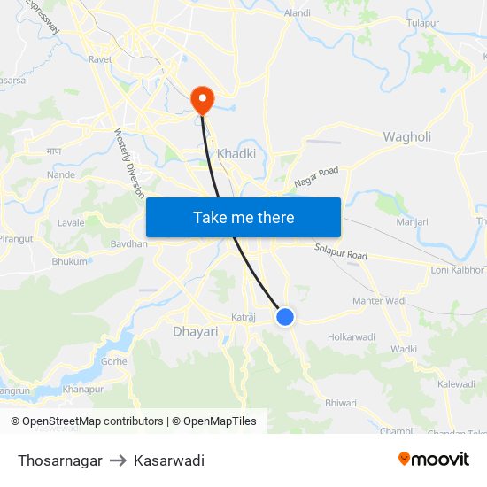 Thosar Nagar to Kasarwadi map