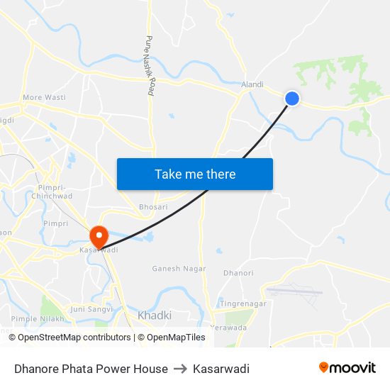 Power House Dhanore Phata to Kasarwadi map