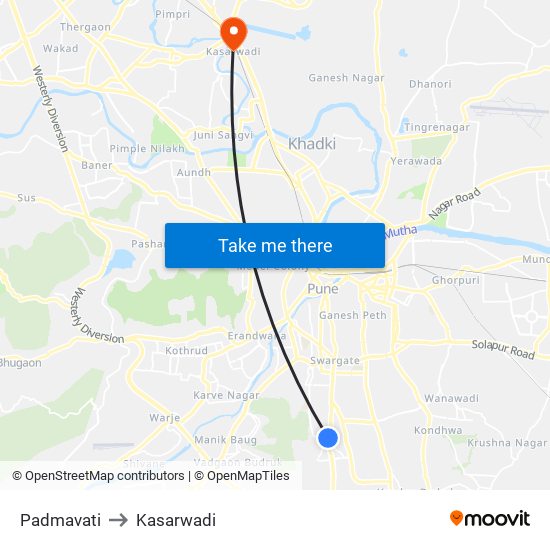 Padmavati to Kasarwadi map