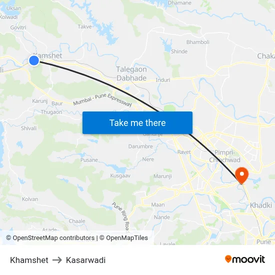 Khamshet to Kasarwadi map