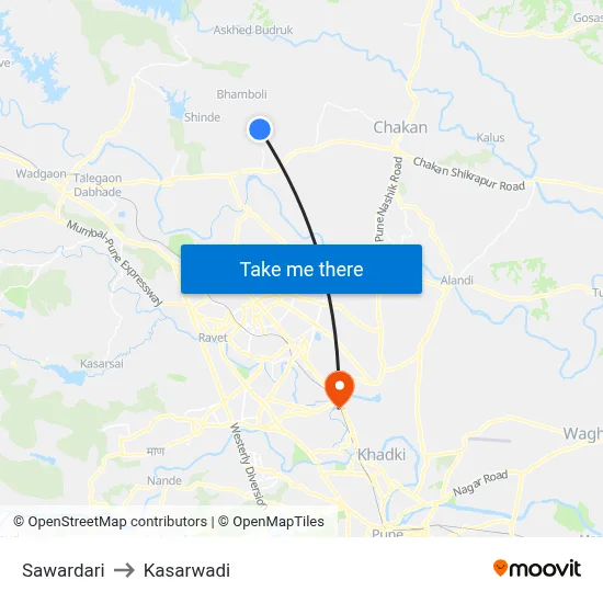 Sawardari to Kasarwadi map