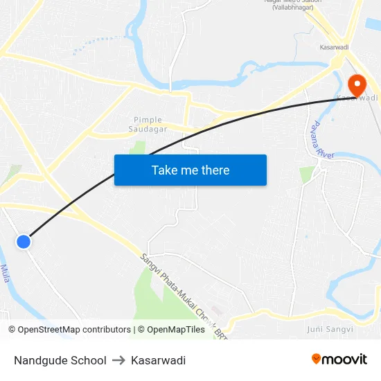 Nandgude School to Kasarwadi map