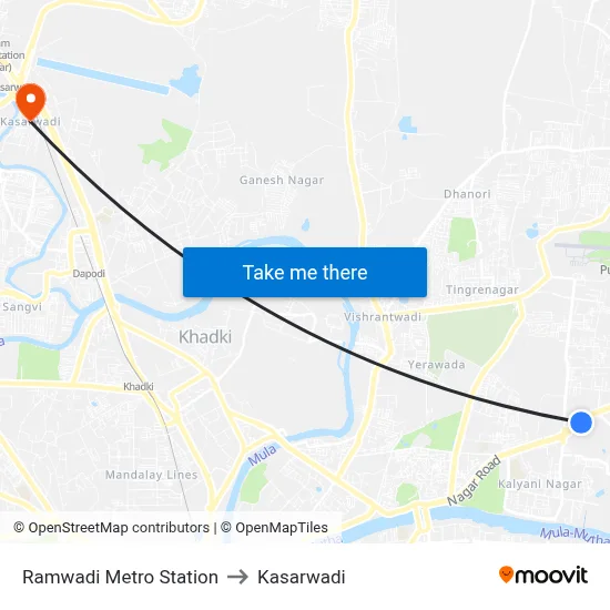 Ramwadi Metro Station to Kasarwadi map
