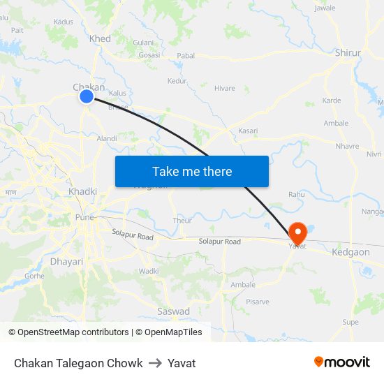 Chakan Talegaon Chowk to Yavat map