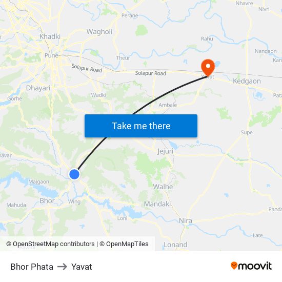 Bhor Phata to Yavat map