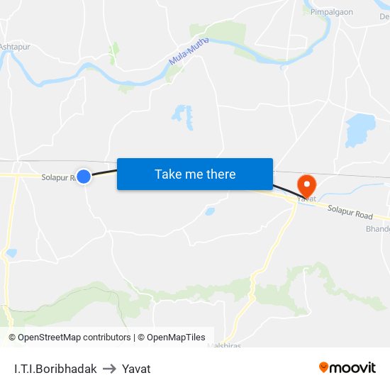 ITI Boribhadak to Yavat map