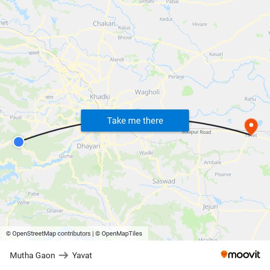 Mutha Gaon to Yavat map