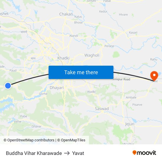 Buddha Vihar Kharawade to Yavat map