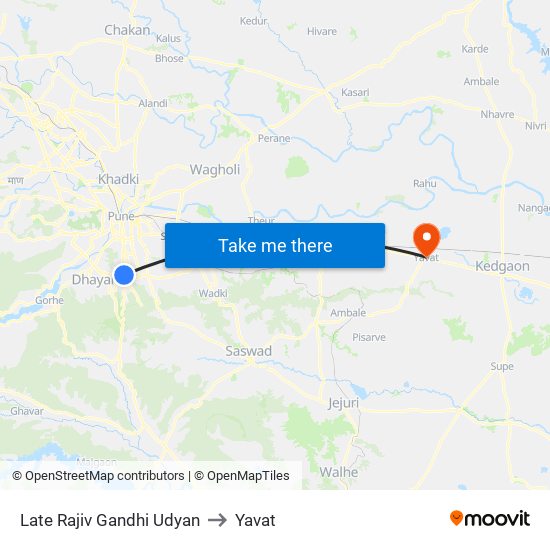 Late Rajiv Gandhi Udyan to Yavat map