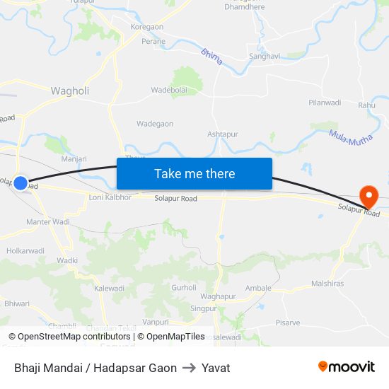 Bhaji Mandai / Hadapsar Gaon to Yavat map