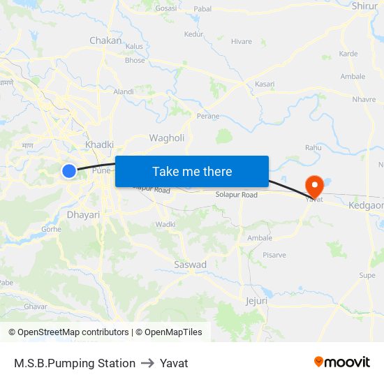 M.S.B.Pumping Station to Yavat map
