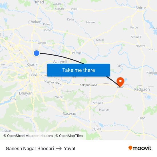 Ganesh Nagar Bhosari to Yavat map