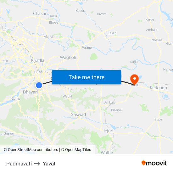 Padmavati to Yavat map