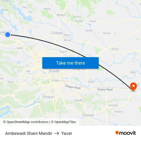 Ambewadi Shani Mandir to Yavat map