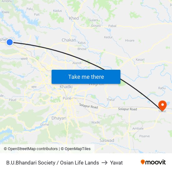 B.U.Bhandari Society / Osian Life Lands to Yavat map