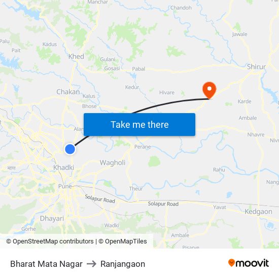 Bharat Mata Nagar to Ranjangaon map