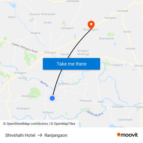 Shivshahi Hotel to Ranjangaon map